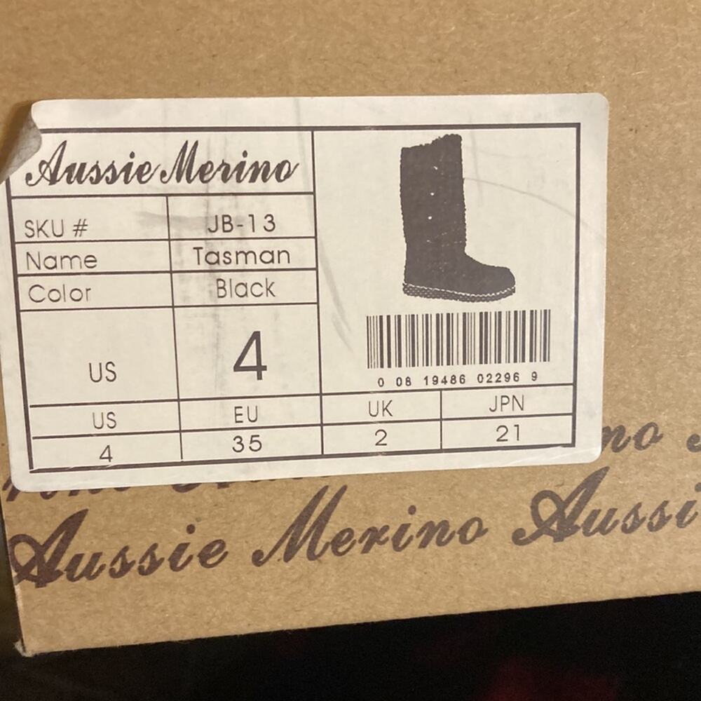 New in Box Aussie Merino Tasman Black Suede & Wool Boots Sz 4 - Picture 3 of 10